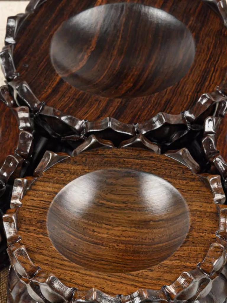 Base girevole in legno massello per sfera di cristallo base sferica rialzata Feng Shui sfera uovo intaglio zucca ornamento curvo base in legno