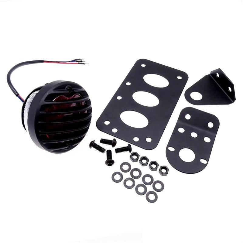 

Універсальний чорний/сріблястий задній ліхтар із боковим кріпленням для мотоцикла, задні стоп-сигнали з тримачем кронштейна для номерного знака для Harley BMW чорний