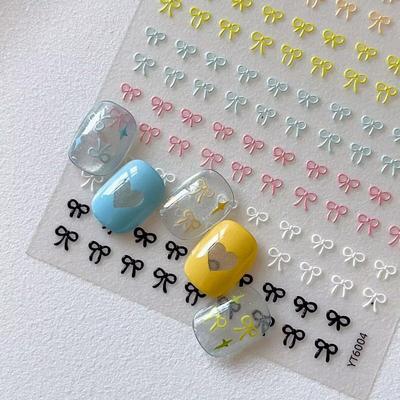 1 Sheet Women Mixed Color Bow Nail Art Stickers Relief Cute Bowknot Nail Charms Bow Manicure Decoration Supplies