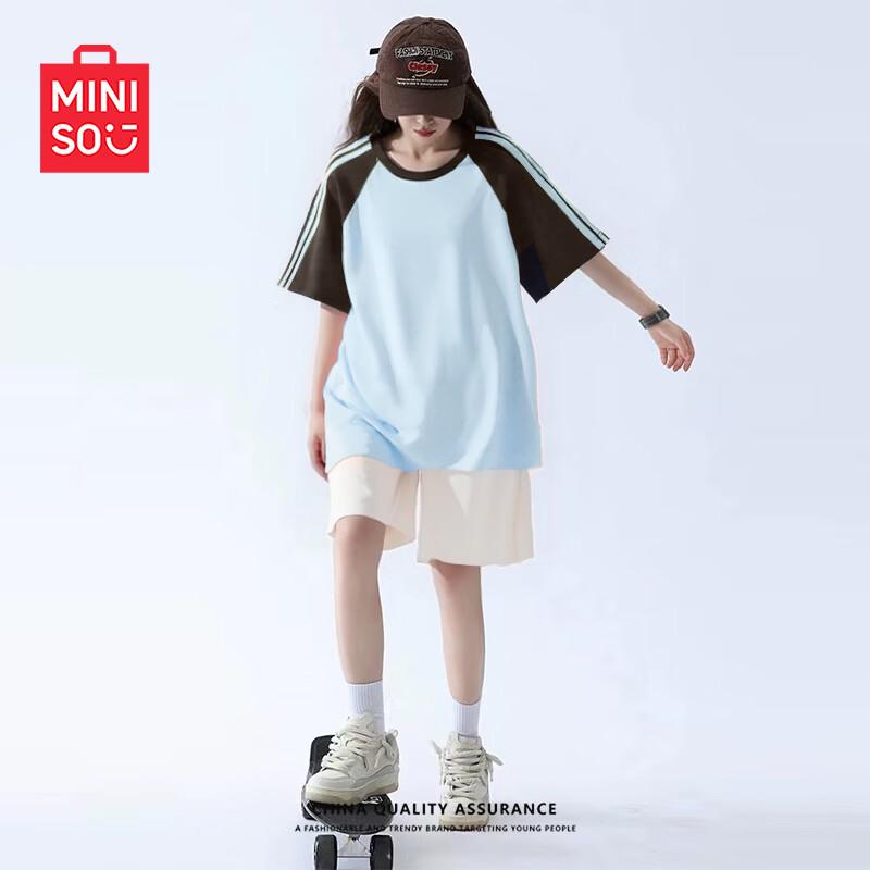 MINISO Women s Summer Short Sleeve Shorts Sport Set XL