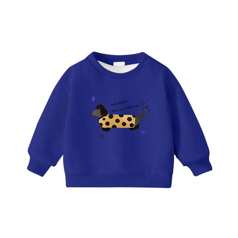 Children s Sausage Dog Print Hoodie - Round Neck, Long Sleeve, Cartoon Casual Top for Kids 170 cm