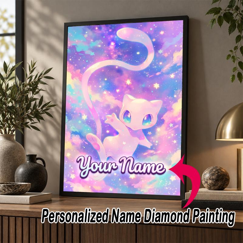 Personalized Mewtwo Diamond Art Custom Name 5D Diamond Painting Full Drill DIY Craft