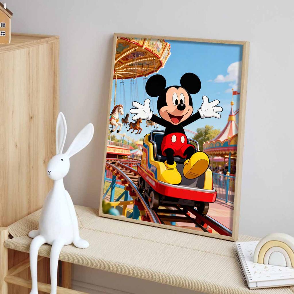 Disney Diamond Art Painting Kit Mickey Roller Coaster 5D Diamond Painting Dot Art Home Wall Decor