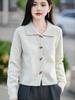 Women's Wool Cardigan - Casual Solid Color Lapel Style for Autumn and Winter