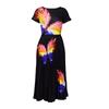 Large size women's clothing summer fashion temperament printed short-sleeved top pleated pendulum skirt set