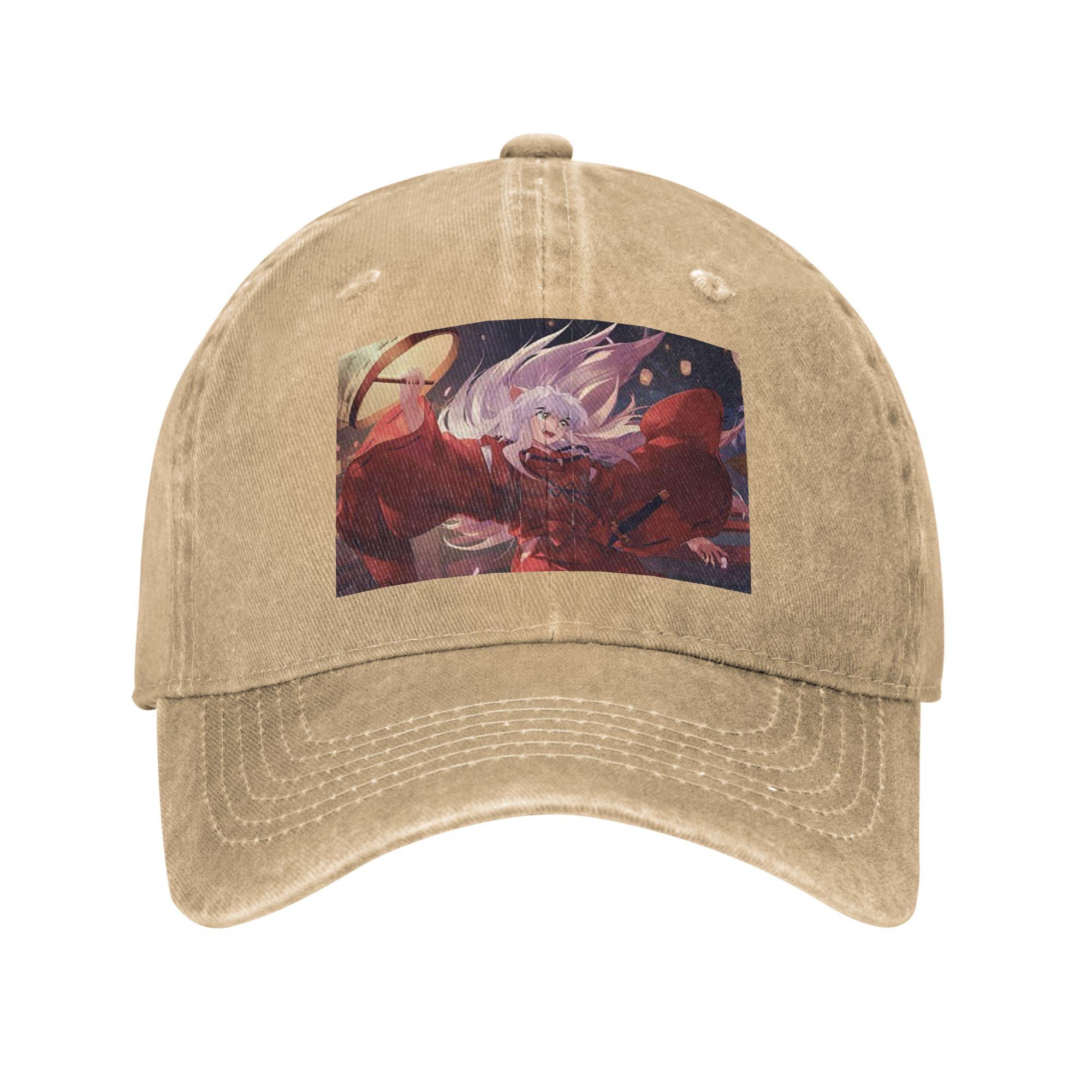 

Inuyasha Anime Baseball Caps Fashion Denim Fabric Hats Outdoor Adjustable Casquette Sports Baseball Cowboy Hat for Unisex Women One Size