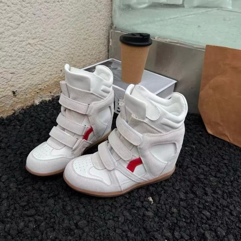 Women's HighWedge Sneakers Inner Height Increasing Patchwork Casual Board Shoes Fall Daily Ankle Boots