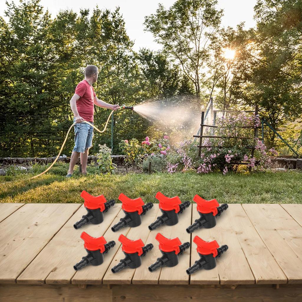 8Pcs Straight Through Switch Valve Garden Hose Faucet Irrigation Water Valve 8/11mm Pipe Drip Hose Connector Shut-Off Switch