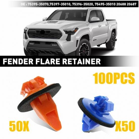 

100pcs Orange&Blue Trim Moulding Clips For Toyota 4Runner Sequoia Tacoma FJ