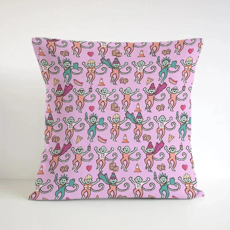 

Подушки двусторонние Preppy Monkeys, короткий плюш, декоративные подушки для кровати, подарок, роскошные диванные подушки, квадратный чехол для подушки 66x66cm зелёный