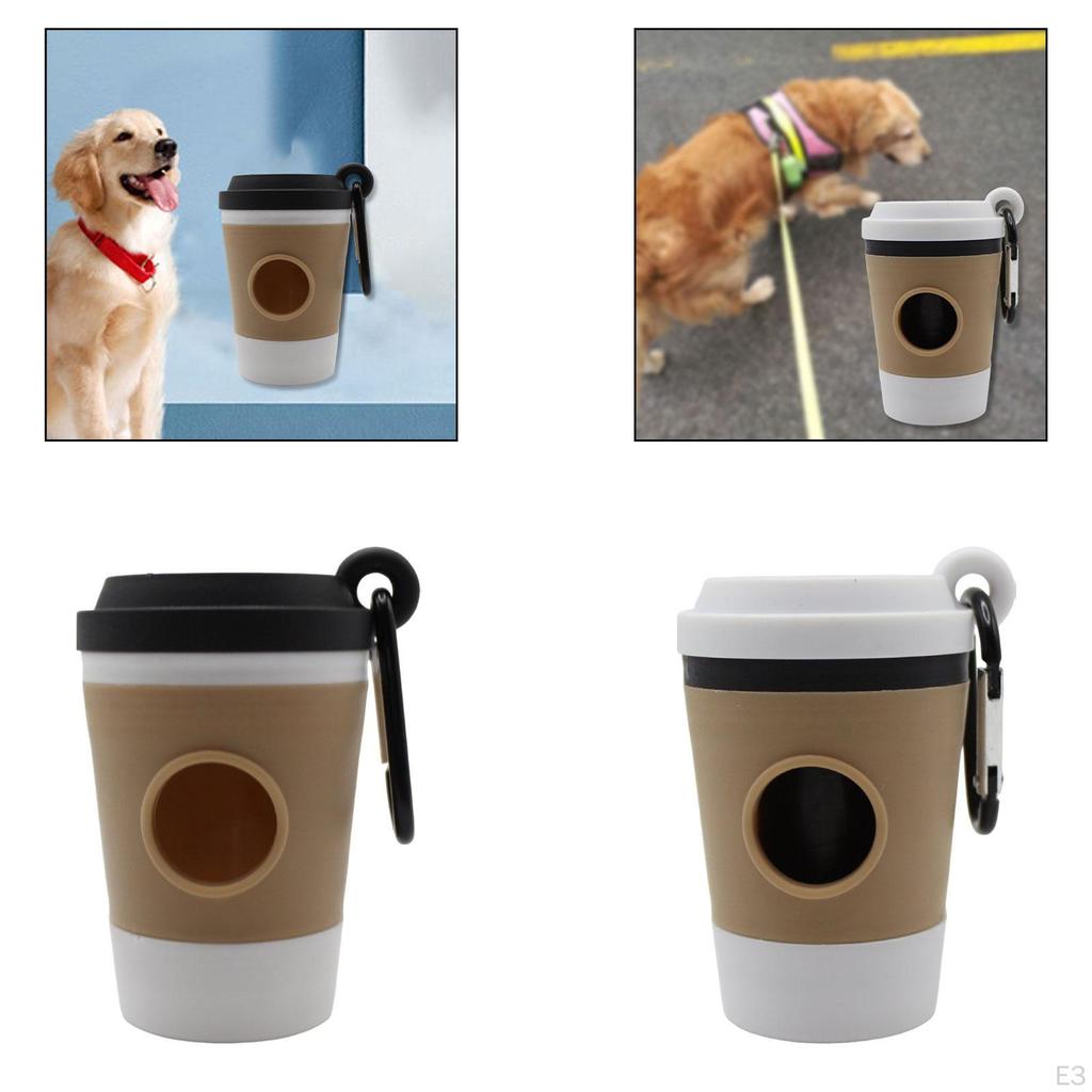 Coffee Cup Shape Dog Waste Bag Dispenser 3.2×2inch Accessory with Clip Versatile