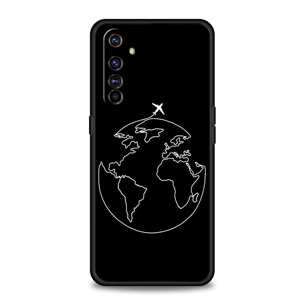 Carcasă de telefon pentru Realme 12 11 10 9 8 5G 7 6 GT5 GT3 GT2 Pro Plus C21 C11 C25 C35 GT Neo 2 3 3T 5 Cover Avioane Hartă a Lumii Călătorie