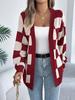 2025 Autumn/Winter New European & American Plaid Knit Oversized Women's Cardigan Sweater