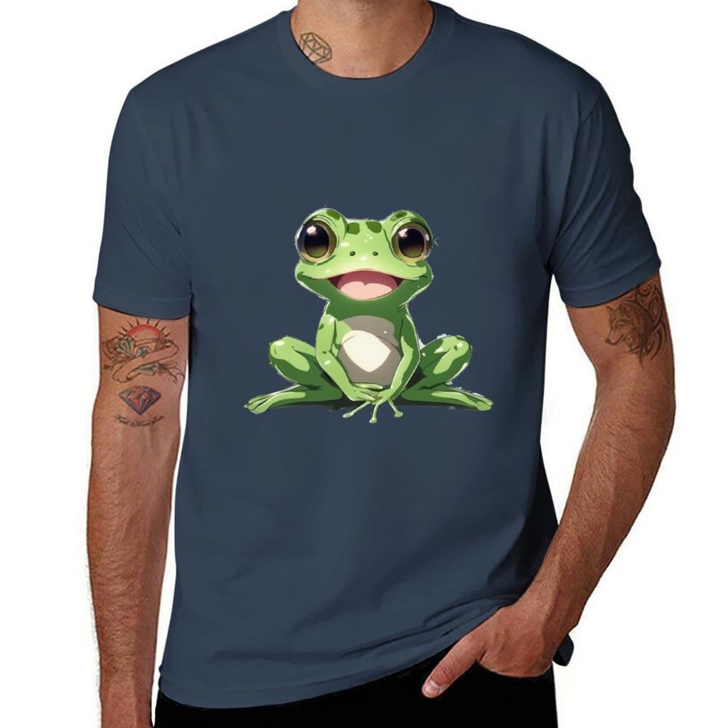 Cute Anime Frog Sticker Tshirt Worker Basic Short Sleeve Tee Tshirt