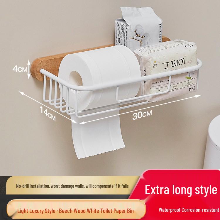 Black Walnut No-Drill Bathroom Tissue & Phone Holder