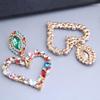 1 par kvinner hengende øredobber stort hult hjerte fargerik rhinestone dekor overdrevet partyklubb dating dingle øredobber øre smykker