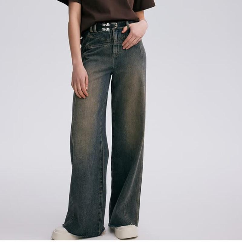 MONOVICH Retro Distressed Gradient Wide-Leg Jeans XS