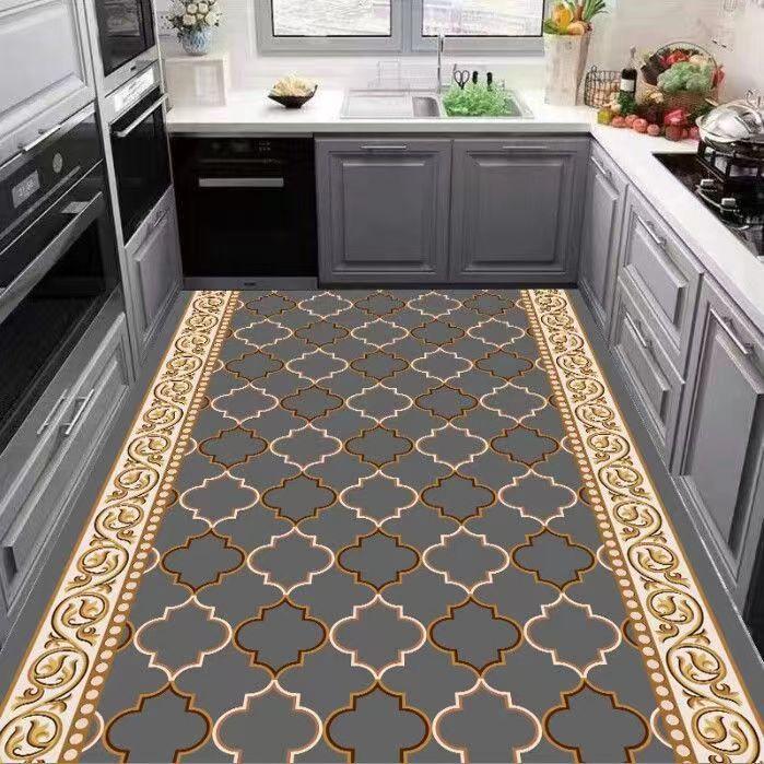 Teppich für Küche PVC Bodenmatte Wasserdicht Lederteppiche Langer Läufer Ölfest Rutschfest Fußmatten Japanische Heimdekoration Teppiche
