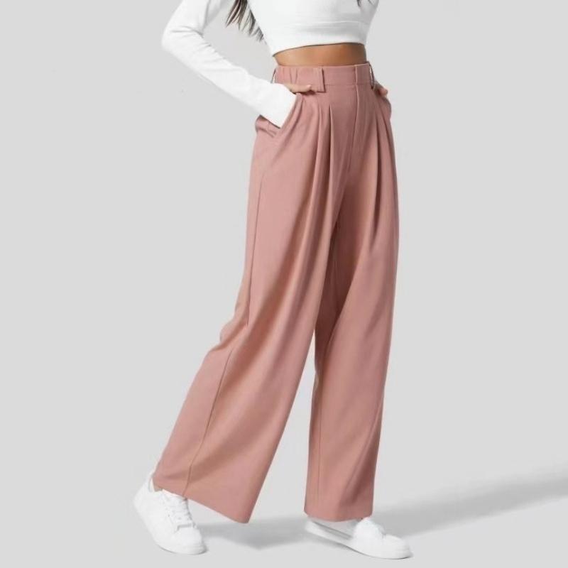 Fashion Loose Plus Size Women Pants New Casual Pleated Elegant Office Long Pants Ladies Woman Solid Color High-waisted Wide-leg Pants Loose Trousers