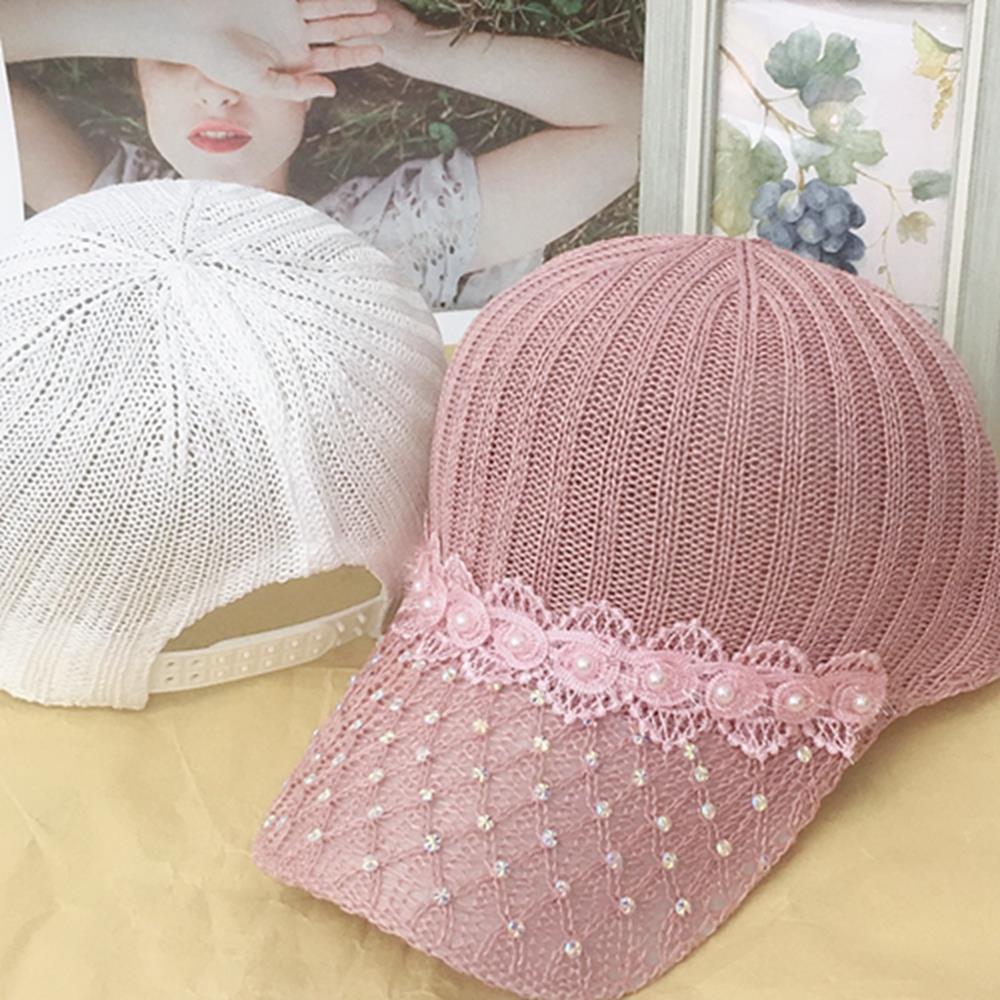 Hat Women's Summer Knitted Mesh Hat Hollow Breathable Cap Sunscreen Shade Baseball Cap Outdoor Sun Hat