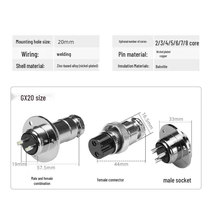 KUICC GX20 Flange Aviation Connector Set