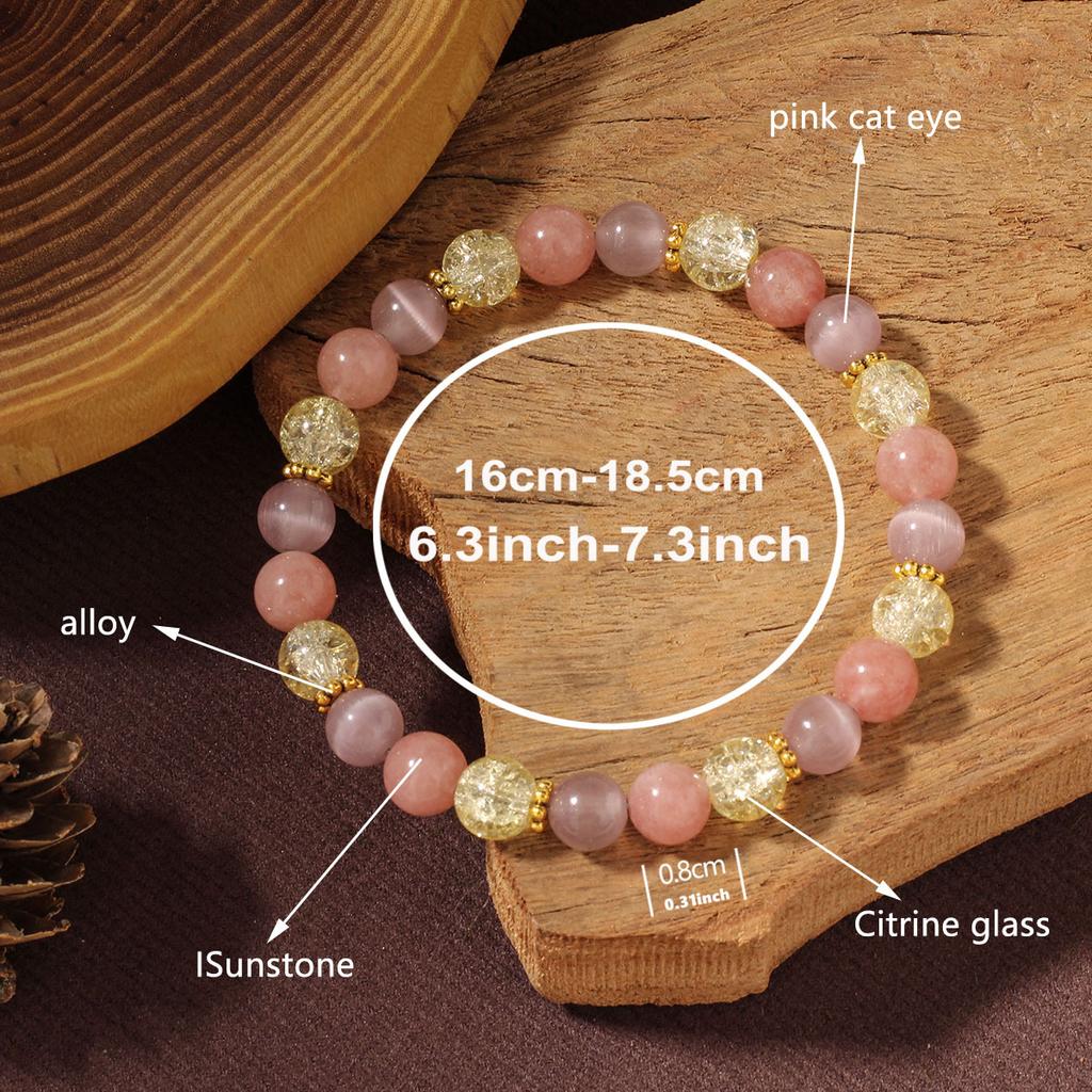 Festive Gifts Strawberry Quartz Lavender Stone Crackle Crystal Beaded Bracelet Sweet Fashion Jewelry For Women Daily Wear Gift