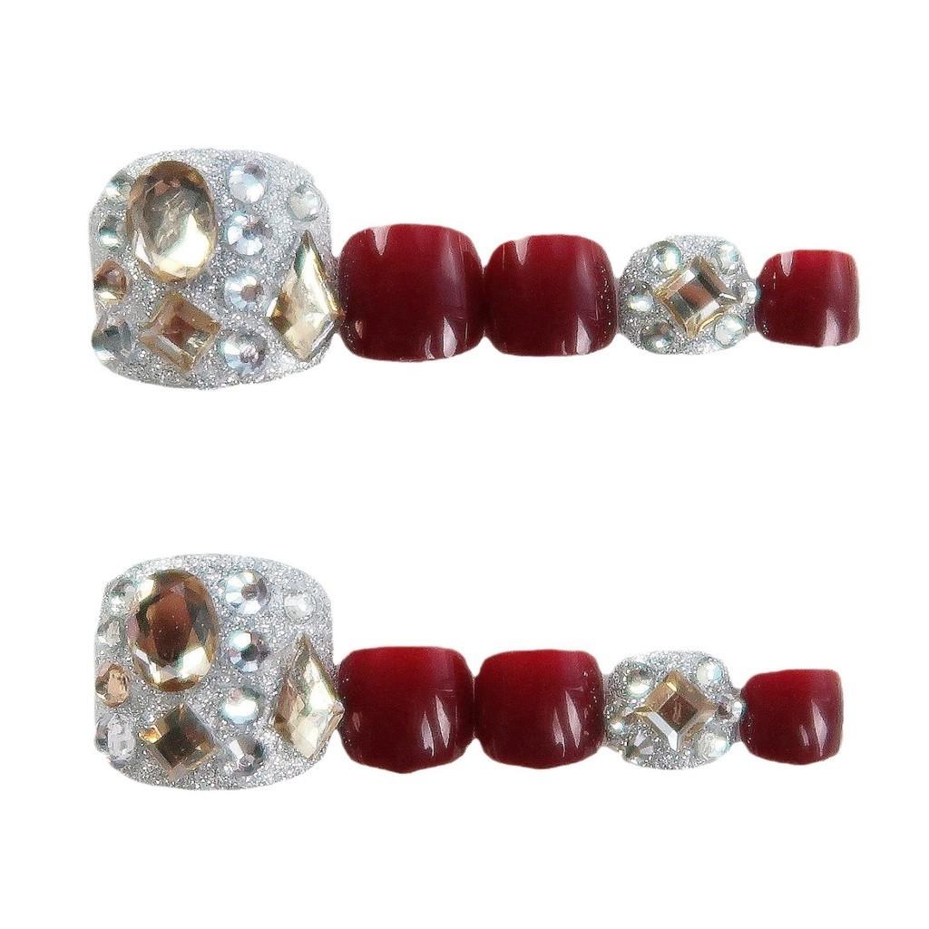 J-128 Toe Nail Wraps In Wine Red Sparkle Beautifully Designed For Women