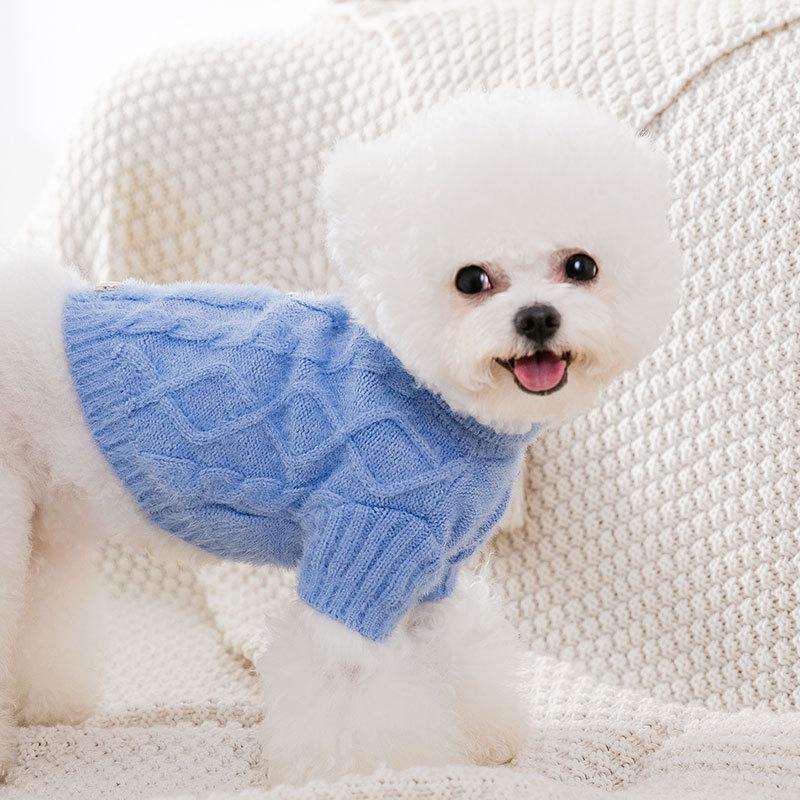 Sweterek dla szczeniaka jesienny dzianinowy imitacja norki skręcany mały piesek teddy kot na dwóch łapach ciepłe ubranka dla psa zwierzaka