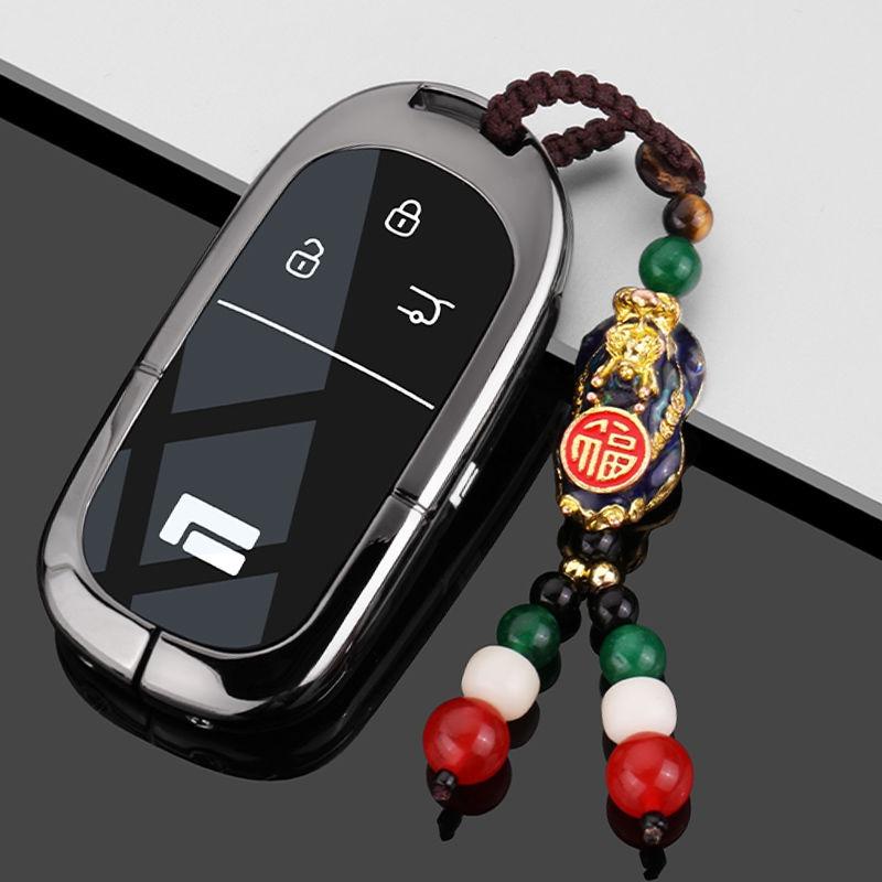 Zinc Alloy Car Key Case for Rox 01 Jishi Polestones Car-Styling Remote Cover Shell Keychain Housing Ring Holder Fob Accessories
