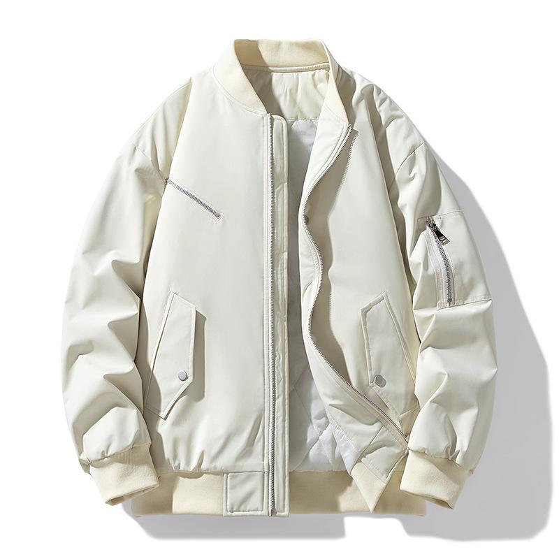 Unisex American Style Autumn/Winter Baseball Collar Flight Jacket, Thick Cotton Padded, Trendy Brand, Plus Size Outerwear.