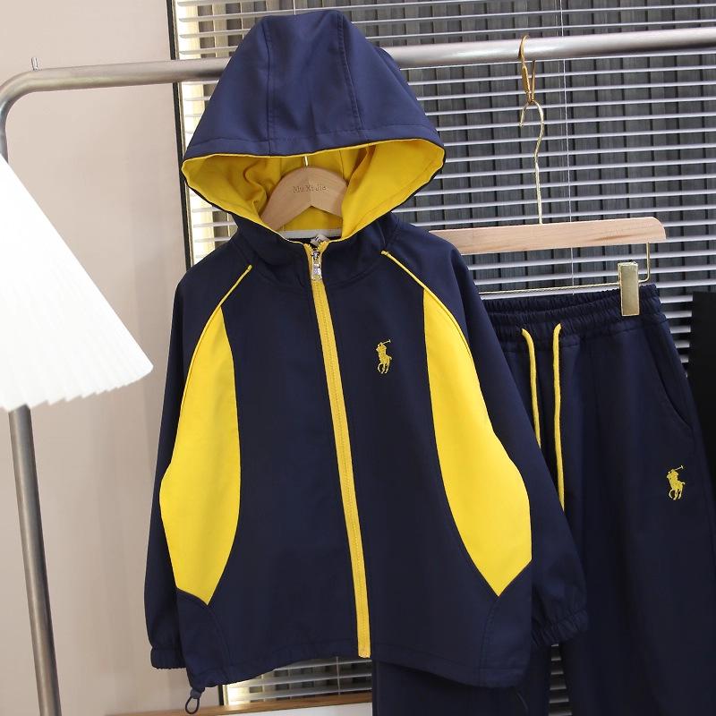 Boys' Color Block Hooded Windbreaker Two-Piece Set - 2025 New Autumn Style