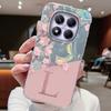 Initial Letter A Z Case For Xiaomi Redmi 13T 14T  Note 13 14 Pro Plus 5G Poco X6 Cover Pink Flowers Silicone Back Fundas Bumper