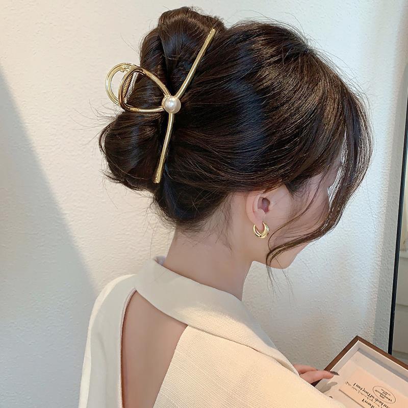 New Punk Geometric Metal Gold Silver Simple Hair Clip Claw for Women Trendy Large Crab Catches Clamp Korea Headwear Accessories