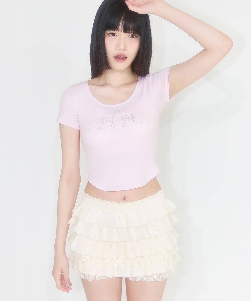 ILLIGO Tiered Frill Skirt Pants Ivory