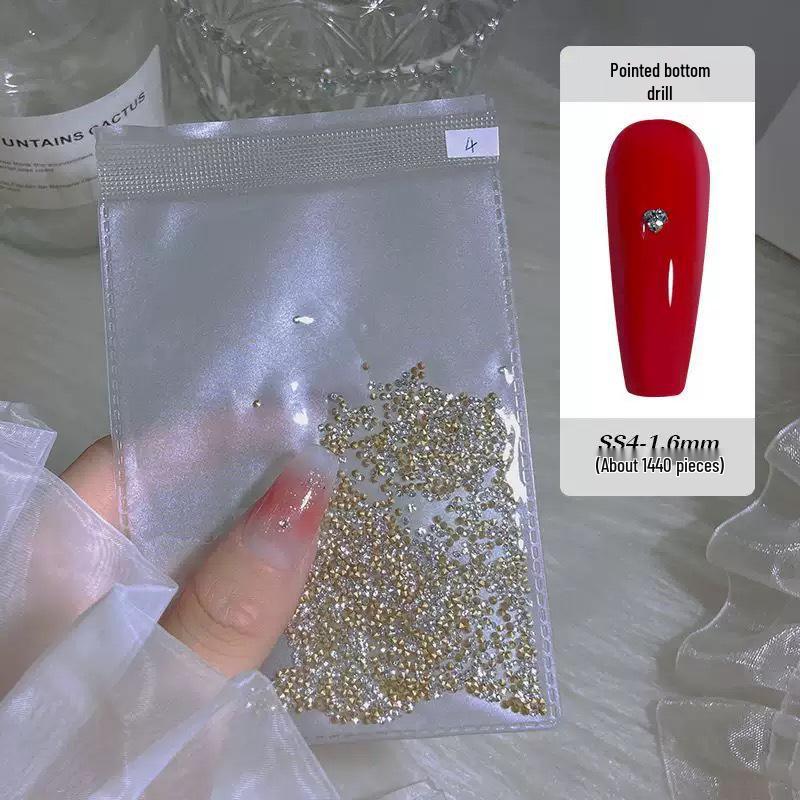 3D Pointed Back Czech Rhinestones Nail Art Decorations - 1440 Pieces