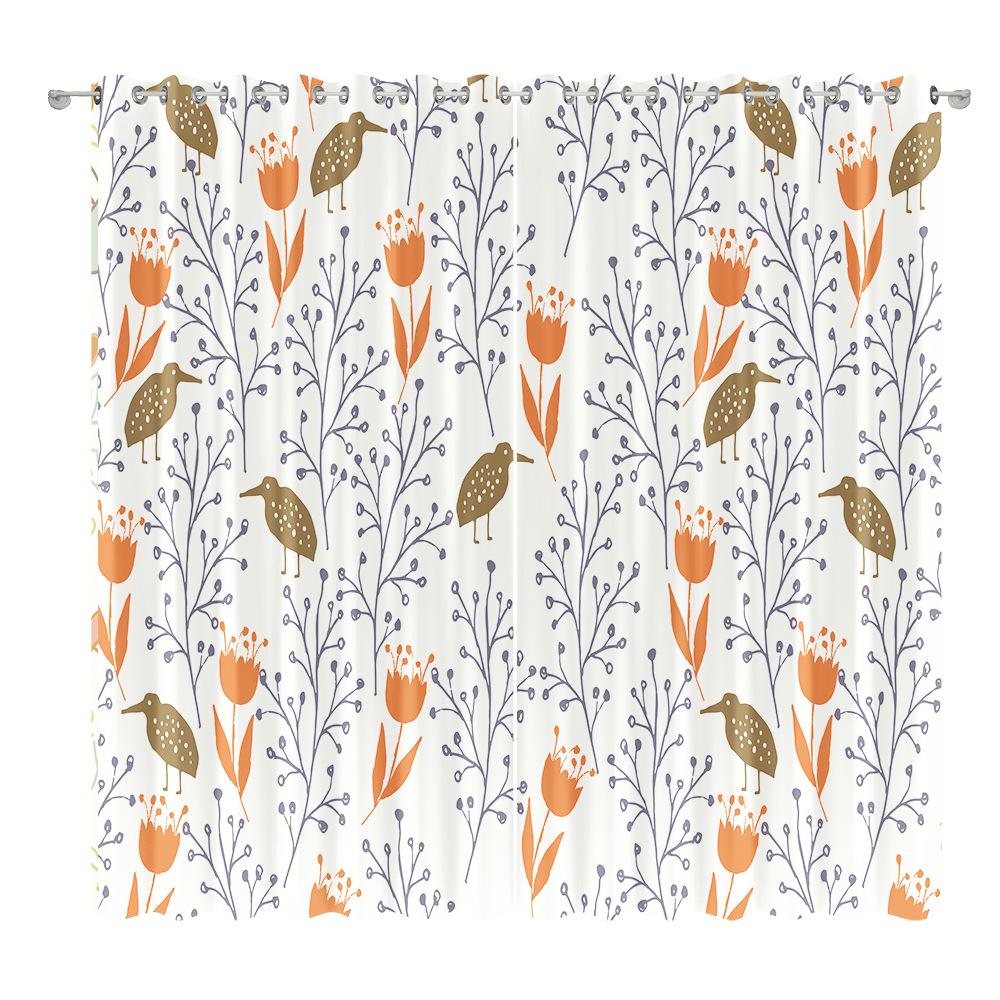 Fresh Floral Curtain Cloth Bedroom Living Room Balcony Blackout Curtain Office Hotel Heat Insulation Curtain