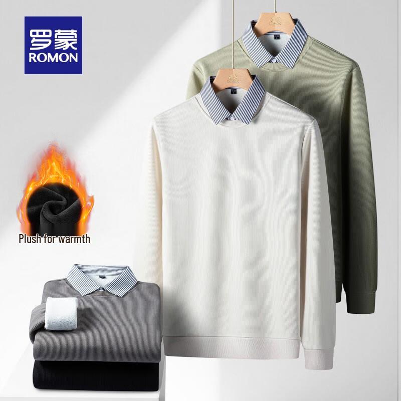 

ROMON Men s Fleece Faux Two-Piece Knit Sweater L