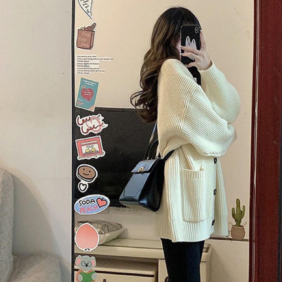 Solid Color New Style Women's Oversized Knit Sweater Cardigan Coat for Autumn Winter