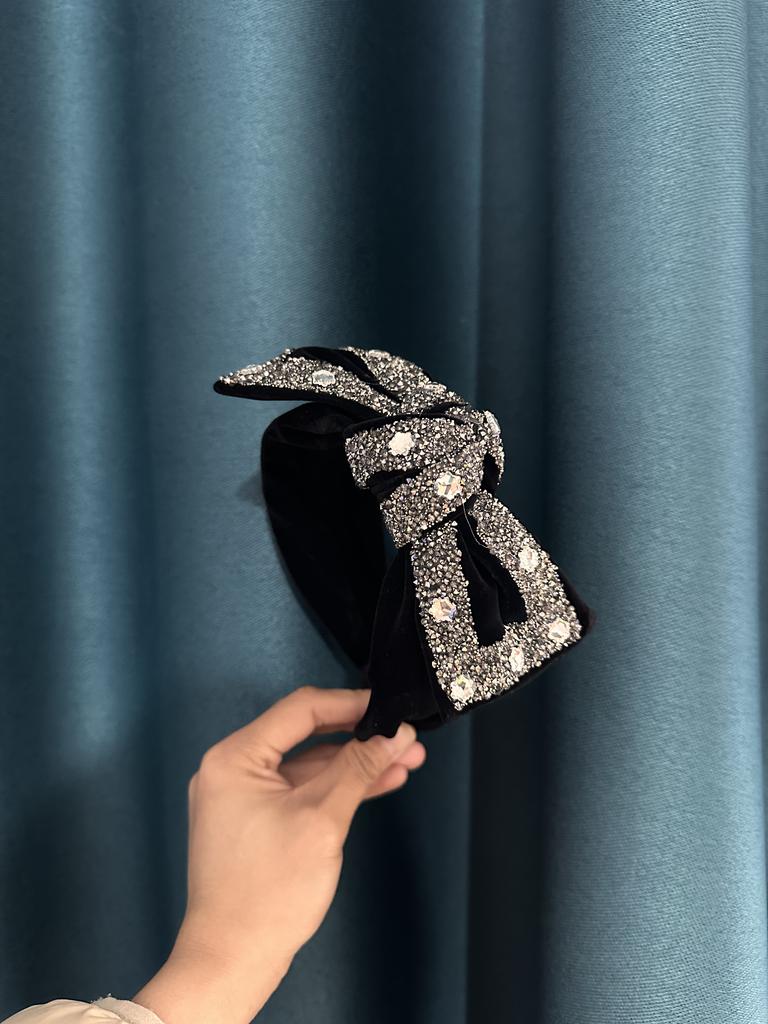 Temperament High-End Rhinestone Knotted Headband Bow Wide-Brimmed Women's Fashionable Hair Accessories