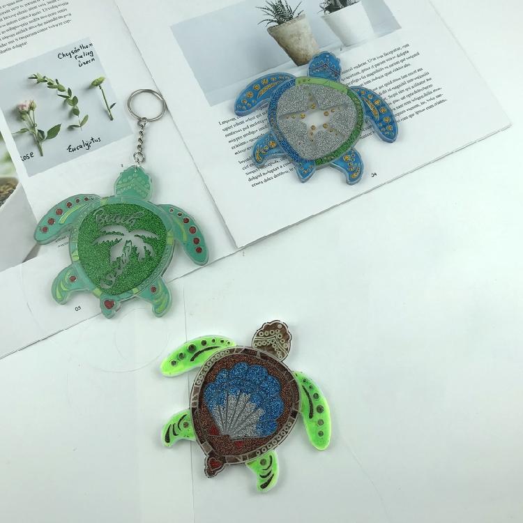 for Turtle Shape Keychain Silicone Mold with Hole Keyring Pendant Handmade Mold