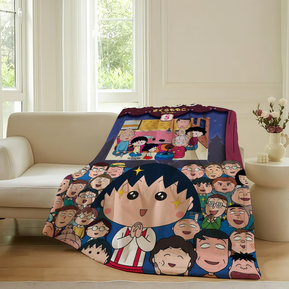 Anime Chibi maruko chan Blanket For Sofa Office Bed Plane Travel Sleep Read Relax Camping Soft And Warm