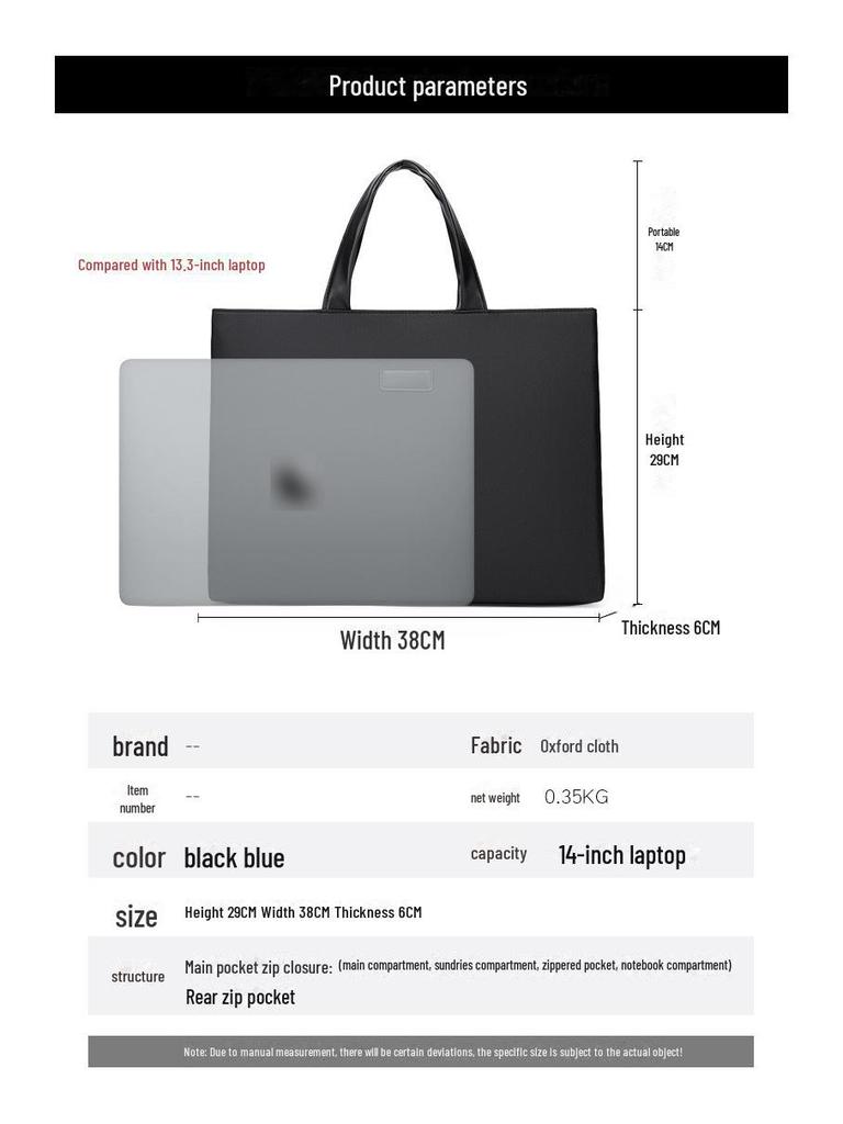 Portable A4 Oxford Cloth Briefcase for Business – Unisex Conference Bag