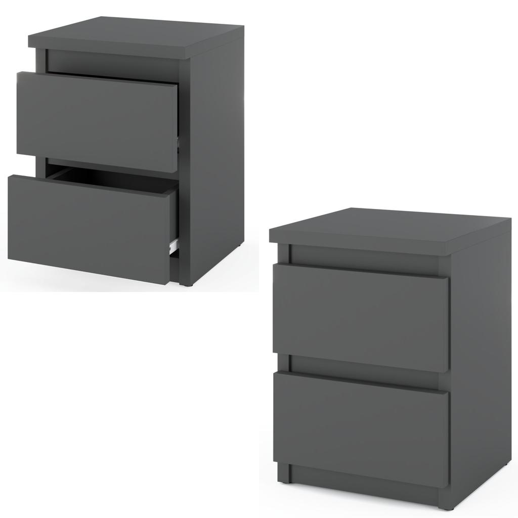 Bedside Table 30 CM Gray 2S Bedside Table Bedroom Furniture Nakastlik