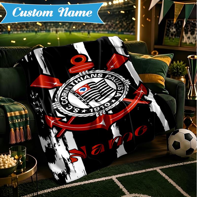 Custom Name Corinthians Team Crest Blanket Lightweight Ideal Bedding Blanket Perfect for Travel, Camping, Living Rooms, Sofas, Christmas gift