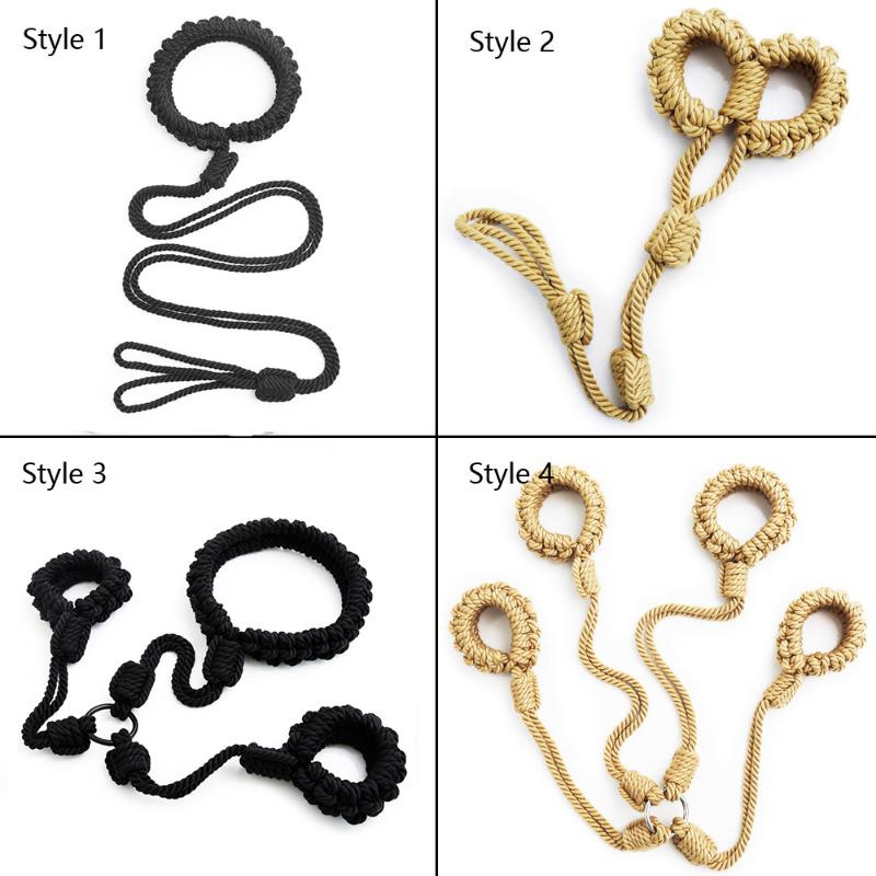 Yumuşak Polyester BDSM Kölelik Halat Köle Kelepçe Ayak Bileği Manşetleri Yaka Sling Kısıtlama Seks Oyuncakları Yetişkin Oyunu Erkek Kadın Seks Mobilya