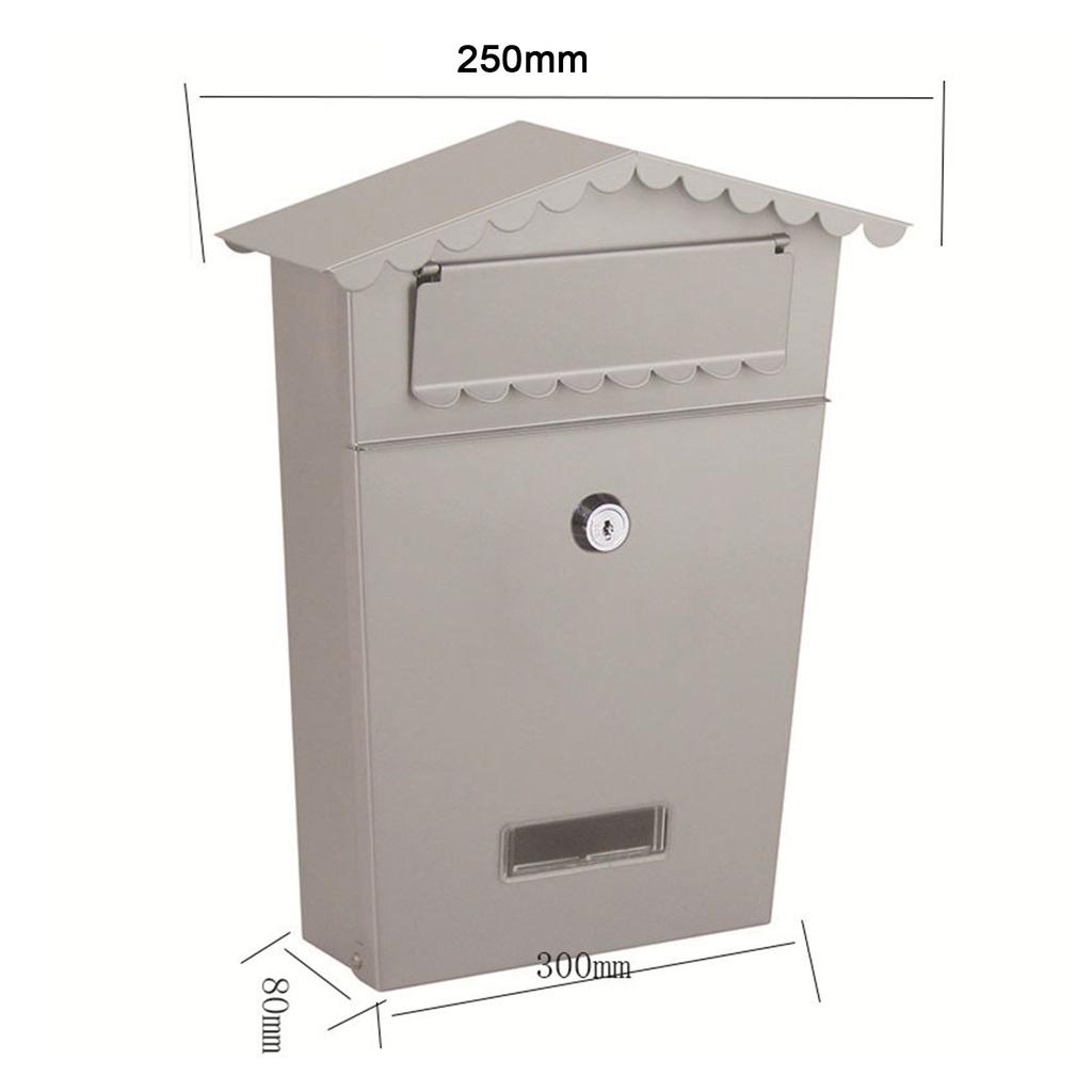 Metal Key Lock Mail Boxes Outdoor Locking Wall Mount Mailbox Security Key Drop Box Collection Boxes 25x8x30cm