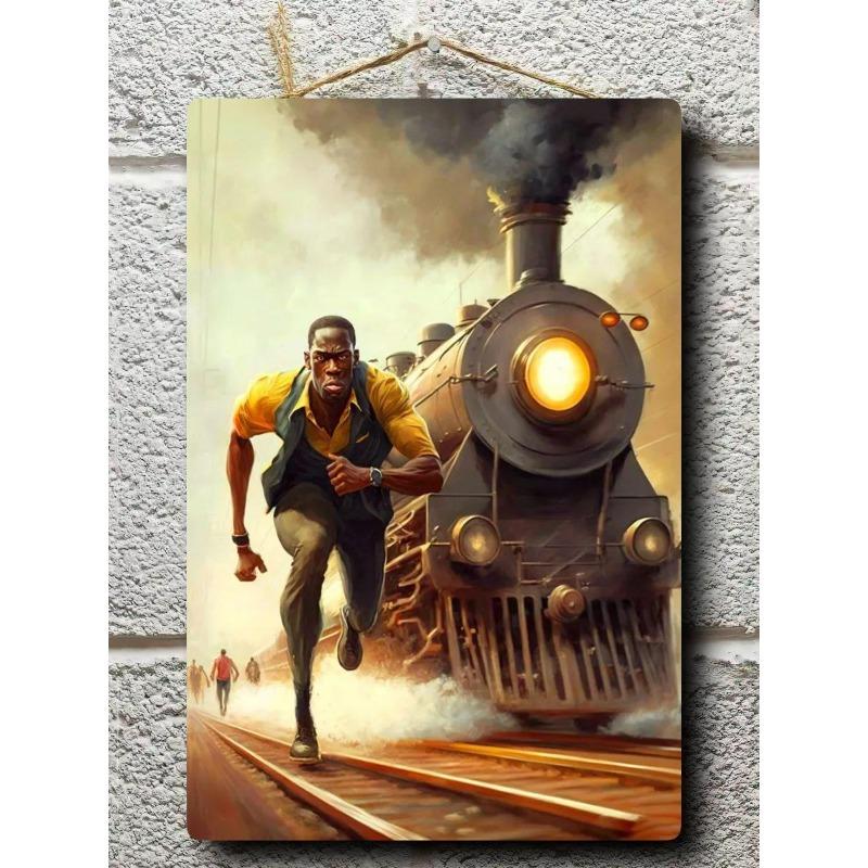 

Run Ahead of the Locomotive Funny Metal Sign, Russian Proverb Poster Decor 30