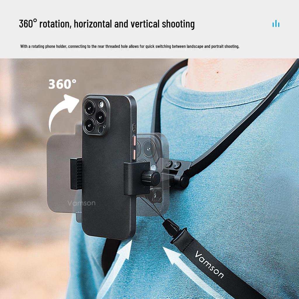 Vamson Chest-Mounted Phone Holder for First-Person View Live Streaming and Outdoor Activities