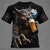 Men's Summer Halloween Cool and Spooky Werewolf Print Short-Sleeve T-Shirt Fashionable Trendy Streetwear Short-Sleeve T-Shirt