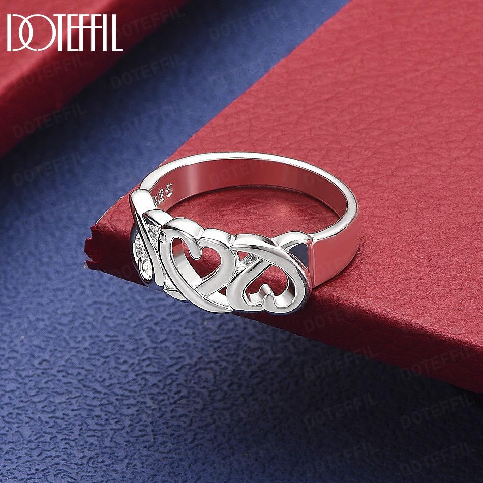 925 Sterling Silver Heart-Shaped Openwork Romantic Ring – Stylish Evening Ring